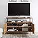 Entertainment Center TV Media Stand by Aaron Furniture Designs | with Two Doors and Storage Shelves | Sturdy | Easy Assembly | Brown Oak Wood Look Accent Furniture with Metal Frame