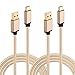 HI-CABLE, USB Type-C Cable, (6-Feet) Nylon Braided Fast Charger Cord for LG G5 V20, Google Pixel XL, Nexus 5X 6P, HTC 10, Lumia 950, More (Gold) Pack-2