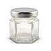 4 oz Hexagon Mini Glass Jars with Silver Lids and Labels (Pack of 24)