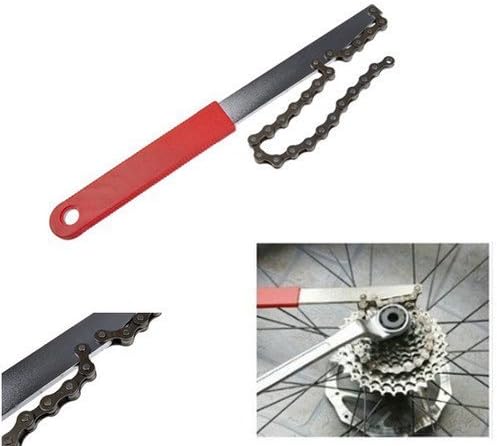 Virgiler®Bicycle Chain Whip BMX Cycling Wheel Sprocket Wrench Remover Tool Freewheel Turner Flexible Portable with Red Coated Handle for Road Vehicles Folding Mountaim Bike (WJ-009)