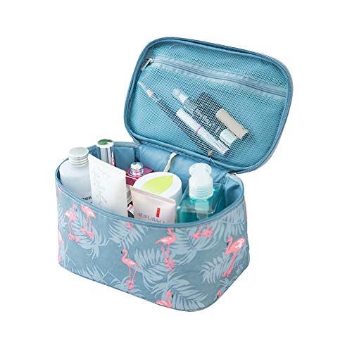 HOYOFO Flamingo Makeup Bag Travel Cosmetic Bags With Mesh Pocket Waterproof Portable Big Toiletry Storage Bags for Women, Blue Flamingos Small 1 HOYOFO Flamingo Makeup Bag Travel Cosmetic Bags With Mesh Pocket Waterproof Portable Big Toiletry Storage Bags for Women, Blue Flamingos Small