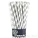Biodegradable Paper Drinking Straws (Premium Quality), Pack of 50, Striped - Silver
