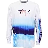 Guy Harvey Mako Shark UVX Pro Long Sleeve Performance T-Shirt (Medium, White)