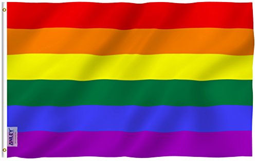 Anley Fly Breeze 3x5 Foot Rainbow Flag 6 Stripes - Vivid Color and UV Fade Resistant - Canvas Header and Double Stitched - Gay Pride Banner Flags Polyester with Brass Grommets 3 X 5 Ft