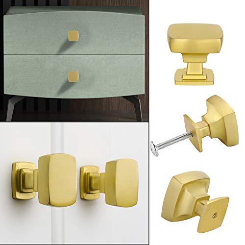10 Pack goldenwarm Gold Drawer Knobs Square Brass Knobs Gold