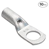 ELECFUN 10pcs 6AWG 5/16'' Stud Heavy Duty Cable Lugs with Spy Hole Battery Cable Tinned Copper Ring Terminal Connectors