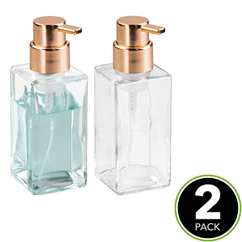 mDesign Glass Refillable Foaming Hand Soap Dispenser Modern Square Pump Bottle for Bathroom