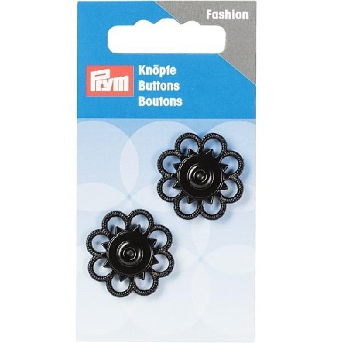 Prym Sew-on snap Fasteners Flower 25 mm, Black, 9.3 x 4.9 x 0.5 cm