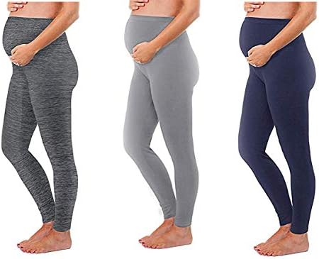 Maternity Leggings Seamless Solid Color Nursing Clothes Tights - 1, 2, and 3 Pack Gift Set - Stretch