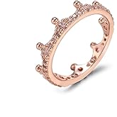 LIOYSIUT Crown Ring Colored Rose Gold White Zirconia Cubic Zirconia Ladies Birthday Gift Promise Wedding Timeless Sparkling Crown Crystal Ring In Rose 10