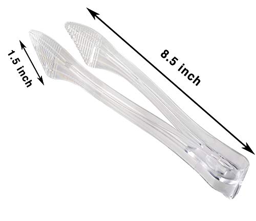 [12 Pack] Plastic Serving Tongs, 8.5 Inch Heavy Duty Disposable Utility Tongs (Clear) - Thumbnail 3