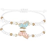 Aluinn BFF Butterfly Bracelets for 2-Butterfly Matching Bracelets Adjustable Strand Bead Best Friends Bracelet Handmade Charm Friendship Bracelets Jewelry Gifts for Women Friends