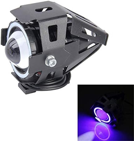 DC 12V Life Waterproof Headlight With Angel Eye Light Motorcycle, Motorcycle CREE LED Headlight, Motorcycle Light Indicator (Color : Blue)