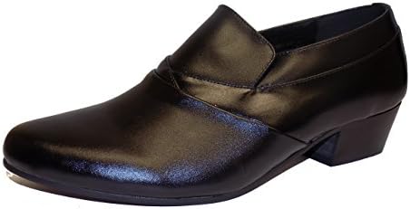 Climate X TS502 Mens Black Leather Slip On Cuban Heel Dress Shoes (10, Black)