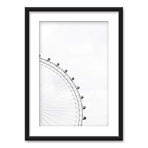 Framed City View Art in Black Picture Frames White Matting