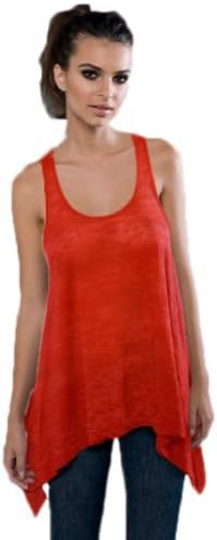 Blanks Women's Garment Dyed Burnout Micro Jersey Asymmetrical Racerback Tank, X-Large