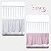 TillYou 100% Combed Cotton Sateen 2 Pack Crib Skirt, Pink and White with Ruffle