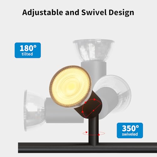 LVWIT Swivel Ceiling Spotlight, 6 Way Ceiling Lights GU10 Black Kitchen GU10 Base Ceiling Light Mounting Bracket for Living Room Bedroom Dining Room (No Bulb)