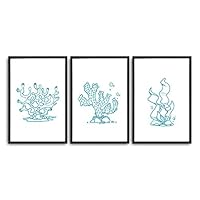 3 Piece Framed Canvas Wall Art Simple Seabed Elements Canvas Prints Home Artwork Decoration for Living Room,Bedroom - 16