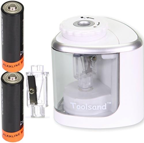 Electric Pencil Sharpener, Battery-Powered, Batteries Included, High-Speed Automatic, best for Colored and No. 2 Wood Graphite Pencils, for Home Office School Classroom Adults Kids (White/Silver)