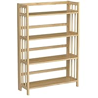 Stony-Edge Folding Bookcase, Easy Assembly Bookshelf for Home Office Storage. 32" Natural