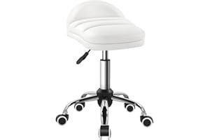 BFTOU White Rolling Stool Chair with Wheel Perfect for Home Work SPA Massage Height-Adjustable and Cost-Effective Swivel Stool with Low Back