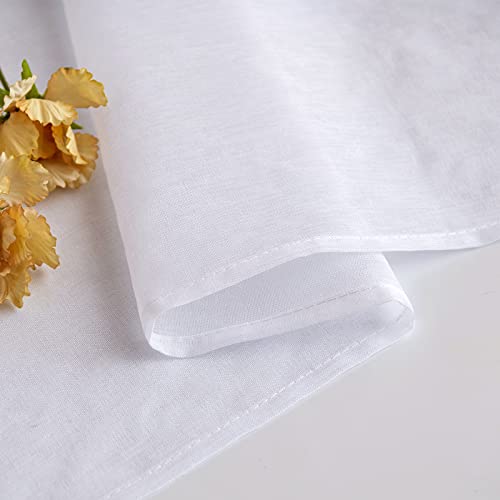 Woaboy Modern Living Room Curtains Short White Curtains for Windows 2 Pieces 140 x 145 cm Curtains Bedroom Curtains Translucent Polyester with Rings White
