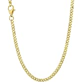 SHOP WGS Italian 14K Solid Yellow Gold Cuban Link Curb Chain Necklace for Men & Women Diamond Cut with Lobster Claw Clasp 14K Real Gold Chain Jewelry (2mm-5.5MM)