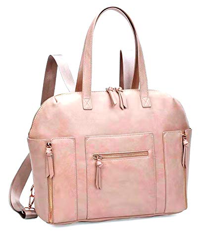 Kiddale Baby Diaper Hand Bag for Mothers- Stylish, Multifunctional, PU Soft Leather, with Diaper Changing Station, Insulated Pockets, Stroller Hooks-Pink