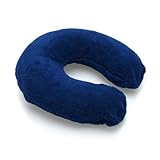 Lily's Home Vibrating Neck Massage Pillow. Battery Operated, Soft Fleece - Navy Blue