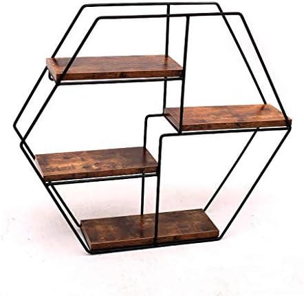 装飾的な壁の表示用の大きな六角形のフローティング木製本棚 素朴 装飾的な壁の表示用の大きな六角形のフローティング木製本棚 素朴