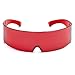 Futuristic Cyclops Robocop Shield Wrap Around Mirrored Sunglasses RED