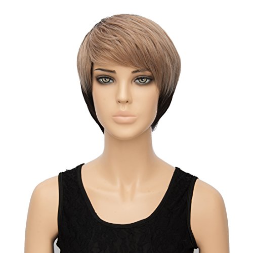 Alacos fashion light brown ombre to black mohawk straig…