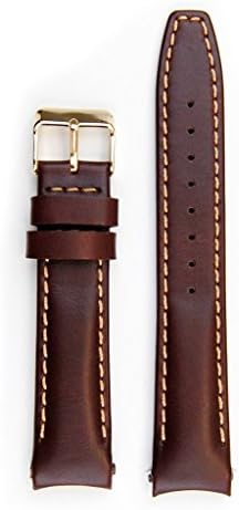 Everest Brown Curved End Leather Strap with Contrast Stitching for Rolex Datejust - Standard Wrist Size 5 1/2 to 8 1/2 inches