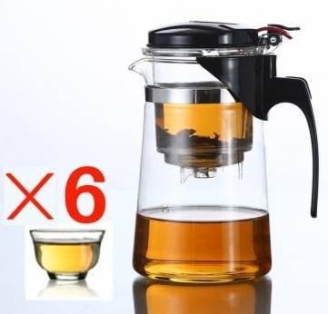 Bheema Heat Resistant Filtering Elegant Glass Teapot Teaset With 6 Teacups