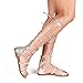 Dream Pairs Women's RAIL Knee High Gladiator Flat Sandals