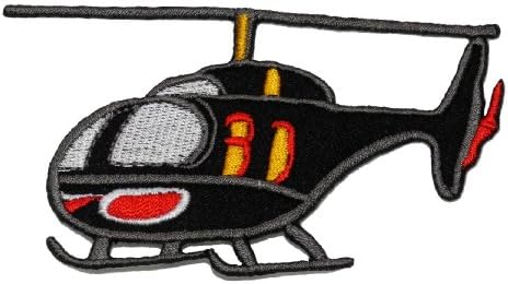 Black Helicopter DIY Applique Embroidered Sew Iron on Patch HCT-004
