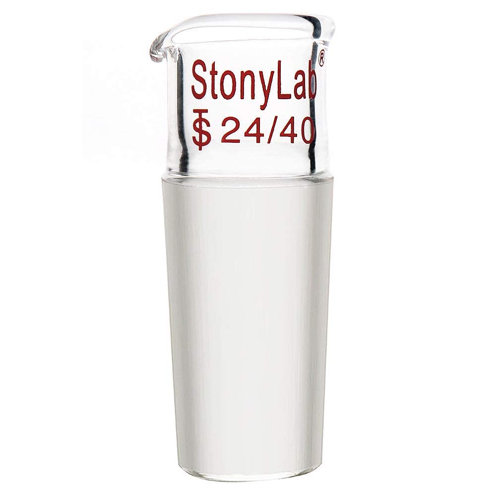 stonylab Borosilicate Glass Liquid Pourout Adapter, with 24/40 Inner Joint, for Laboratory Applications