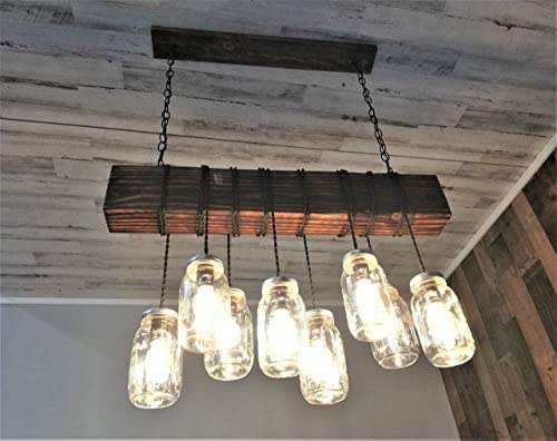 Amazon.com: Mason Jar Light Fixture Kitchen Lighting 8-Light Glass Jar Chandelier Glass Hanging ...