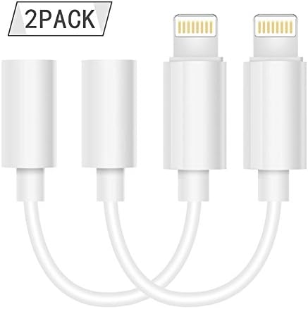 TOKPAK Headphone Adapter to 3.5mm earbuds (2 Pack) Jack Adapter Earphone for Apple iPhone 7 and 7 Plus Lightning Connection Converter - White (white123)