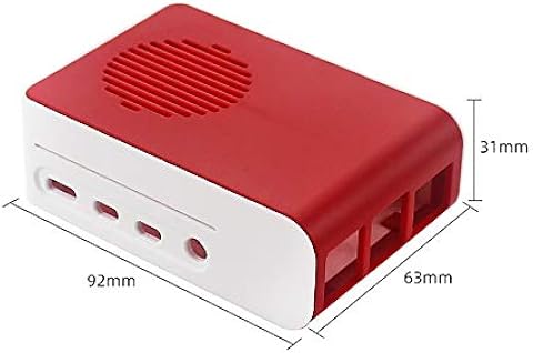 Iycorish Caja de ABS con RetroiluminacióN RGB LED Ventilador PláStico Rojo Blanco Carcasa de Carcasa para Raspberry Pi 4 Modelo B
