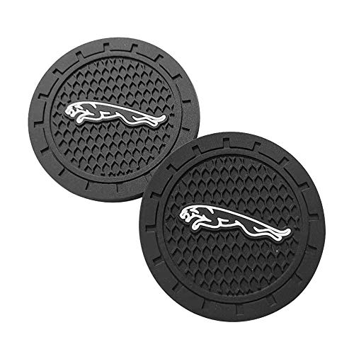 Car Interior Accessories Anti Slip Cup Holder Insert Coaster Mat fits for Jaguar Vehicles (Set of 2, 2.75" Diameter)