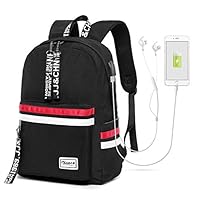 Zicac Teen Girl School Backpack with USB Charging Port 15.6 inch Lightweight Laptop Bag Women College Bookbag Earphone Hole Casual Travel Daypack