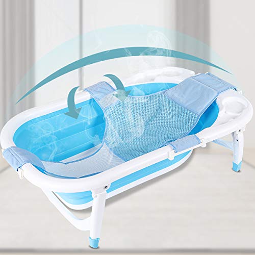 Baby Portable Collapsible Bathing Tub, SKYROKU Baby Bath tub for Newborn Infant Child with Foldable Safe and Sturdy Non Slip for Easy Bathing (Blue)