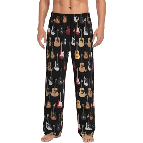 Carlonge Guitars Men's Pajama Pants Sleepwear Lounge Pj Bottoms at Amazon