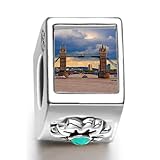 Burning Love London Tower Bridge under the sunset December birthstone photo flower European charm bead