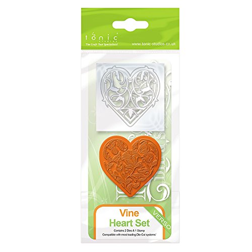 Tonic Studios 1044e Rococo Die & Stamp Set - Vine Heart, Grey