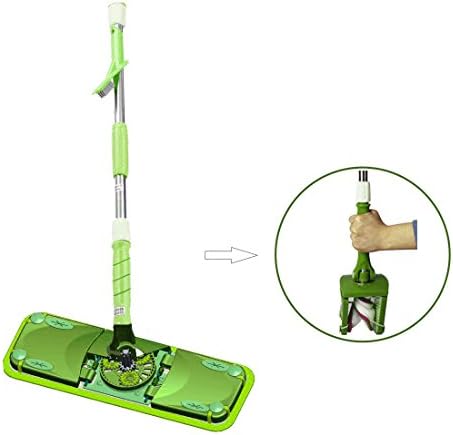 Carmilo Smart Microfiber Floor Dust Flat Mop : Twist Dry Function, 360 Rotation, Wet and Dry Double Cleaning System, with Hair Brush and Mop Pads ( Green )