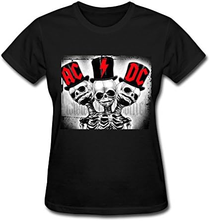 TASY Women's ACDC Rock 2015 Back In Black Skull 100% Cotton T-shirt - XXL Black