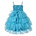 Richie House Girl's Layered Dress with Rosette and Pearl Accents RH0918-D-6/7-FBA,Light Blue